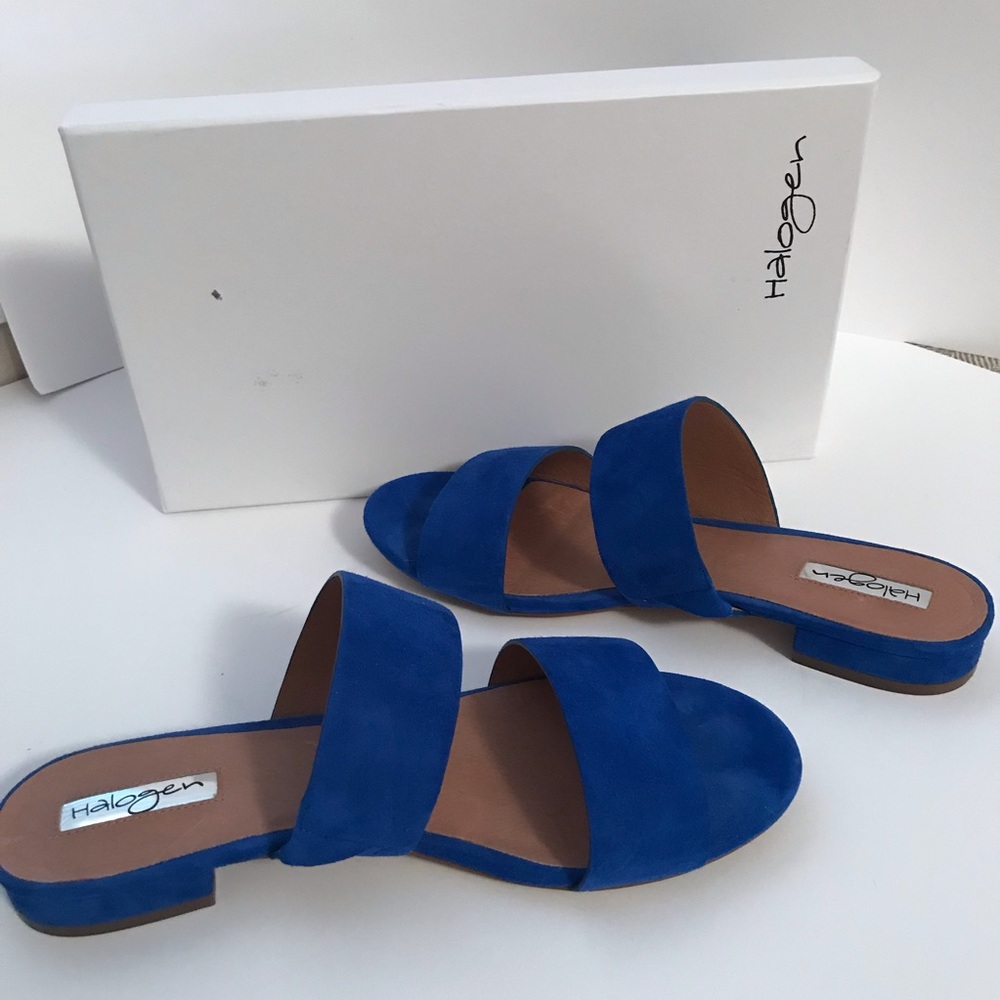 Halogen Blue Suede Slides Sandals - Picture 1 of 7